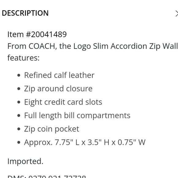 Coach Logo Slim Accordian Zip Leather Wallet - Picture 8 of 12